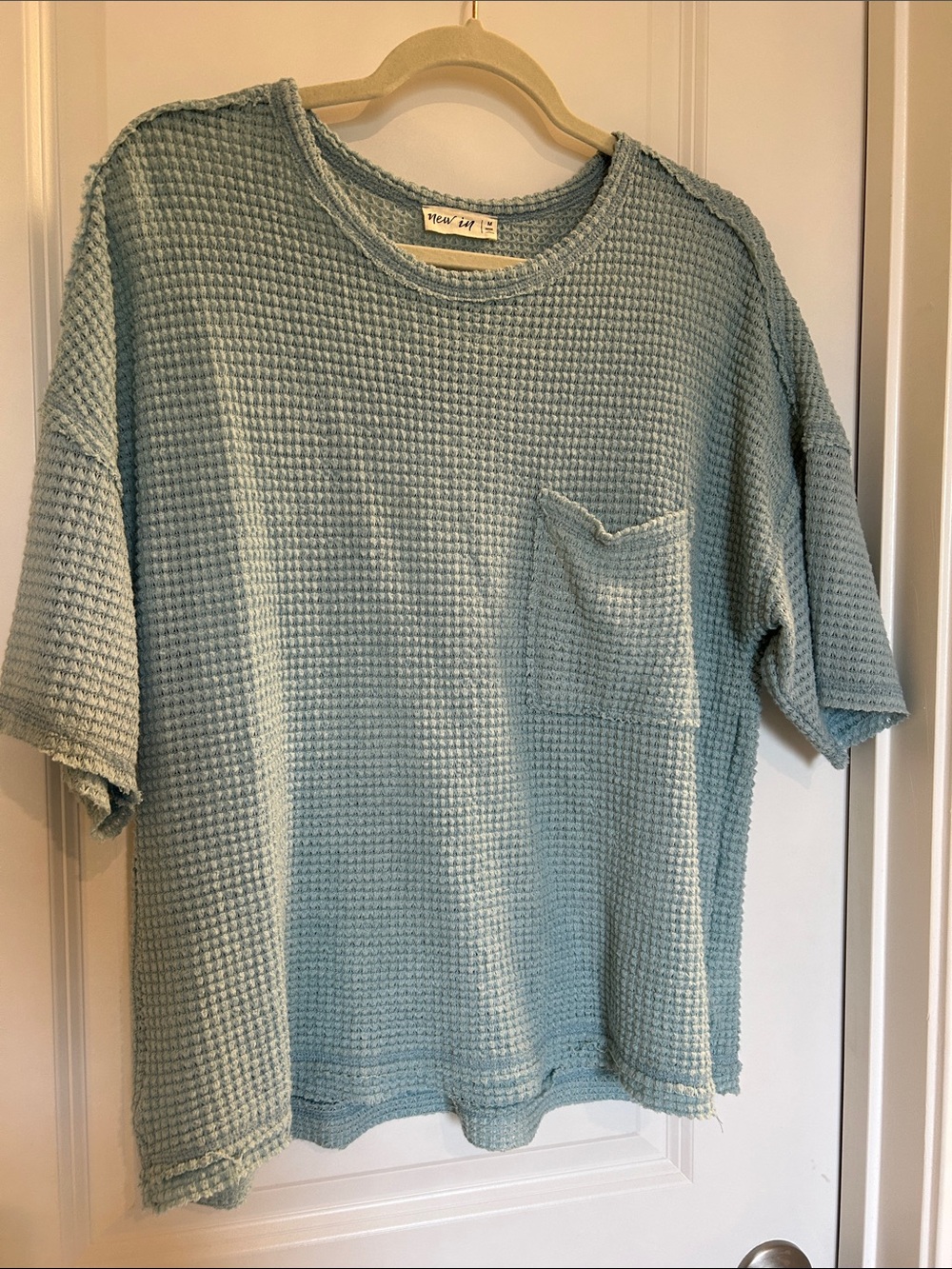 Moss & I Blue Washed Waffle Pocket Tee - Women's Short Sleeve